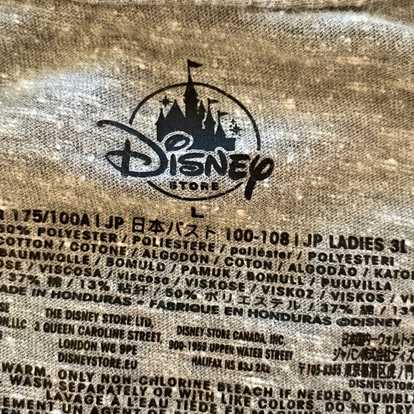 Disney Women’s Tee Shirt Large Mickey & Minnie Heathered Gray - Picture 2 of 5
